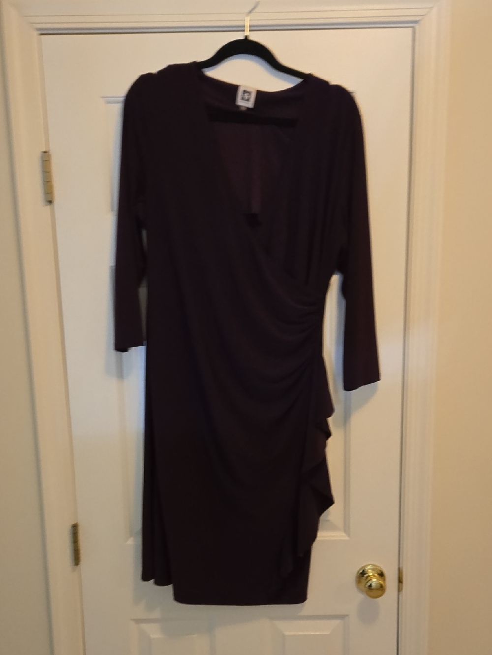 Anne Klein Plum Wrap-Style Midi Dress